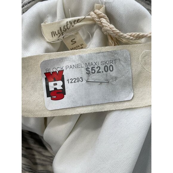 Mystree Block Panel Pull On Maxi Skirt Womens Small Patchwork Flowy Neutral NEW - Picture 5 of 7